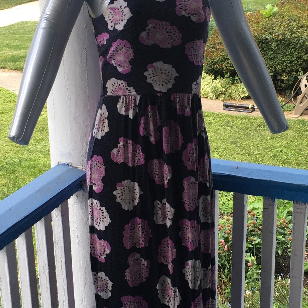 LOFT Black and Pink Floral Maxi Dress